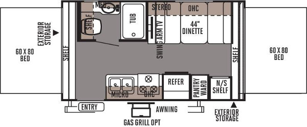 Rent hybrid trailer Shamrock 17 floor plan